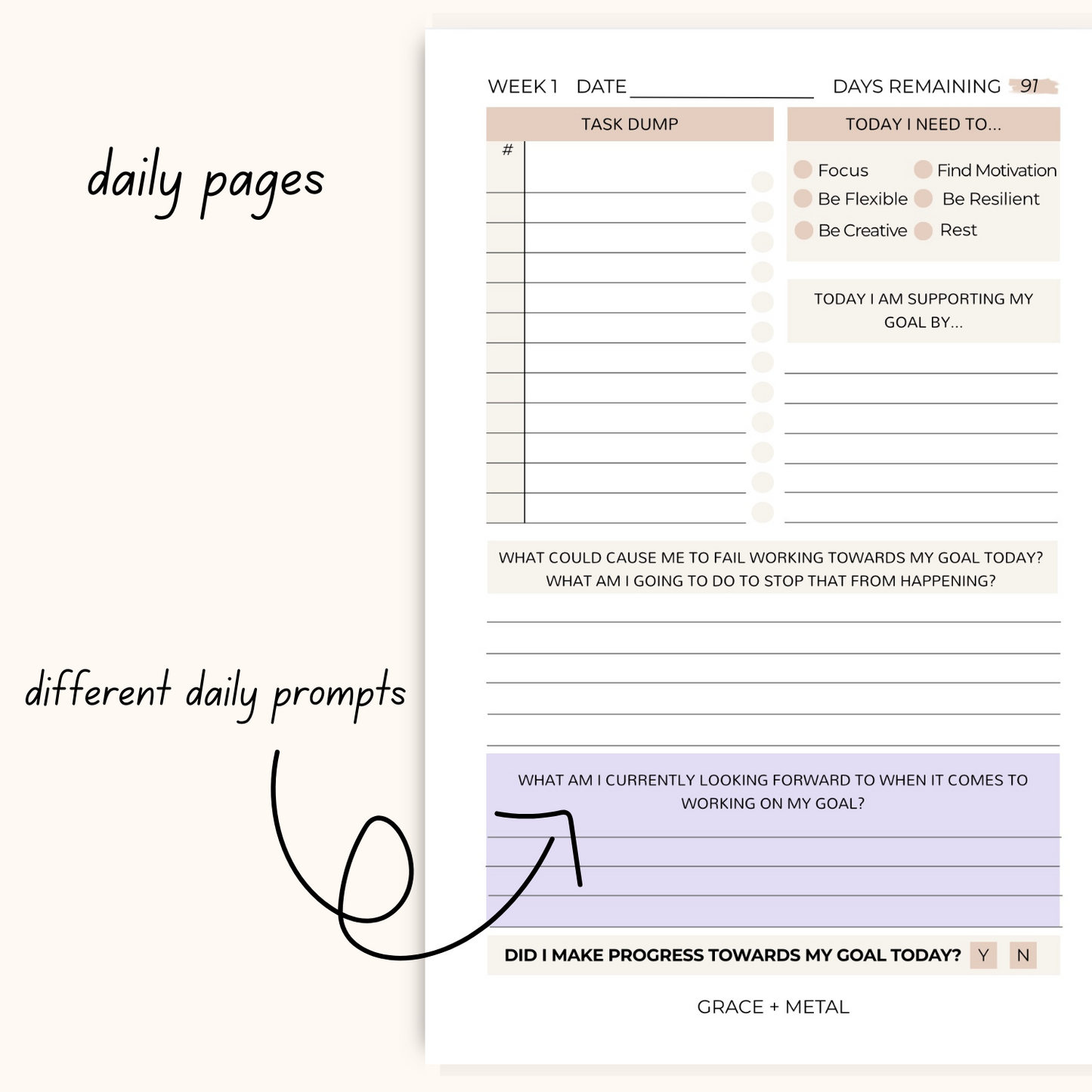 91 Day Goal Planner