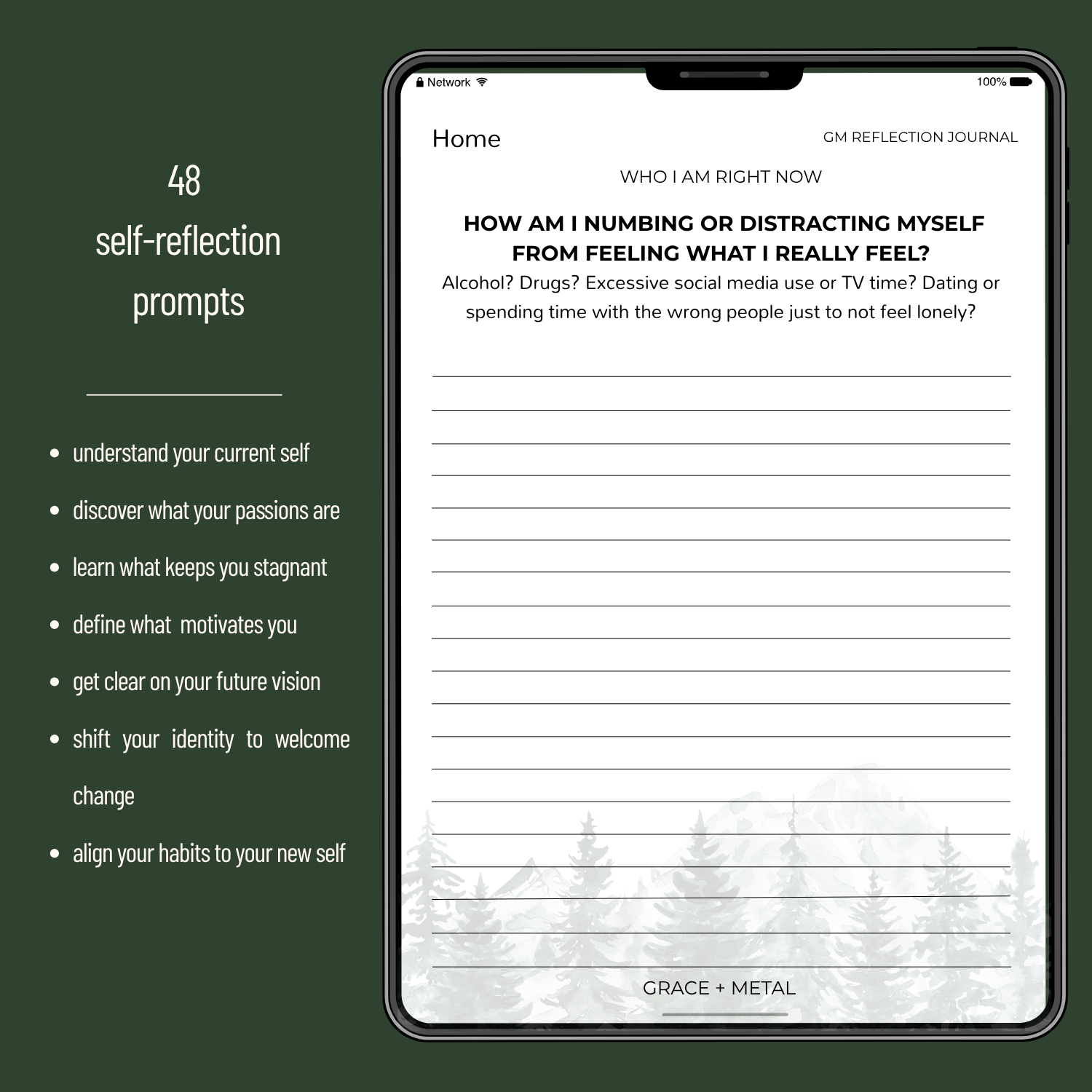 self reflection journal with prompts