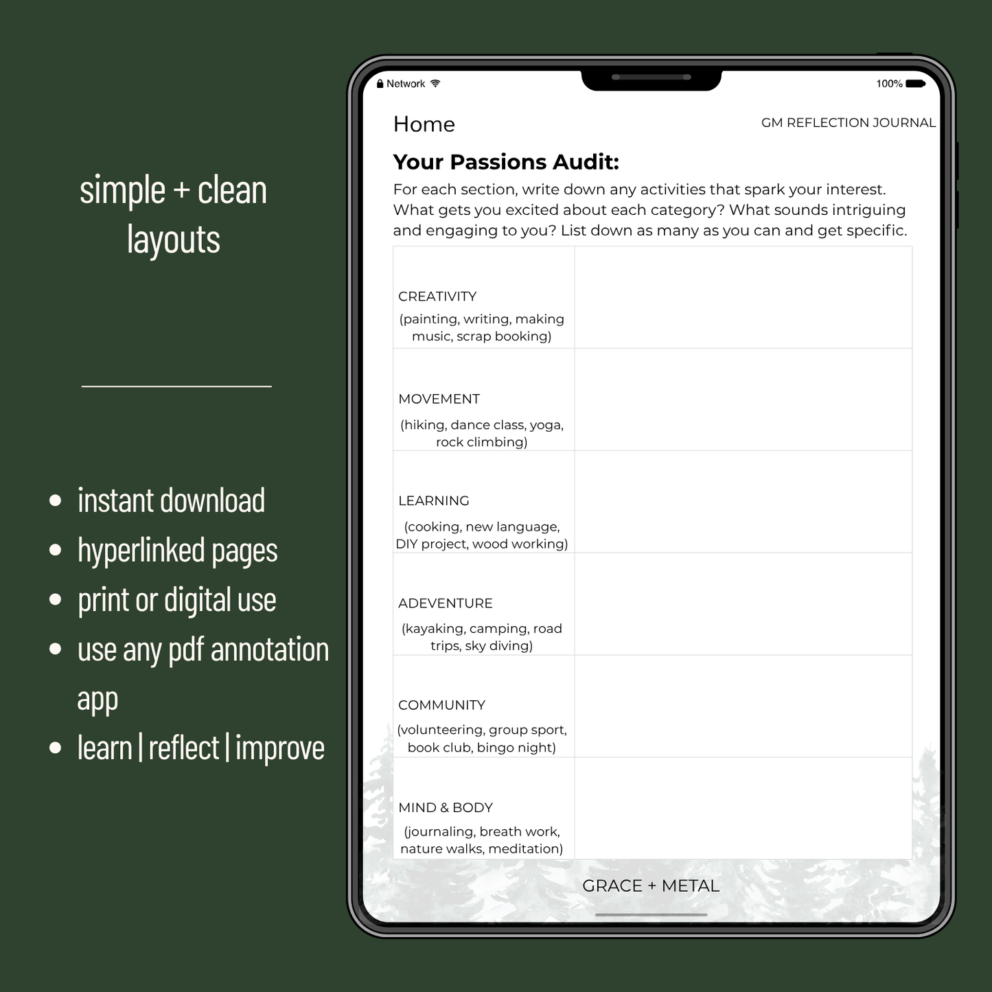 simple reflection journal 